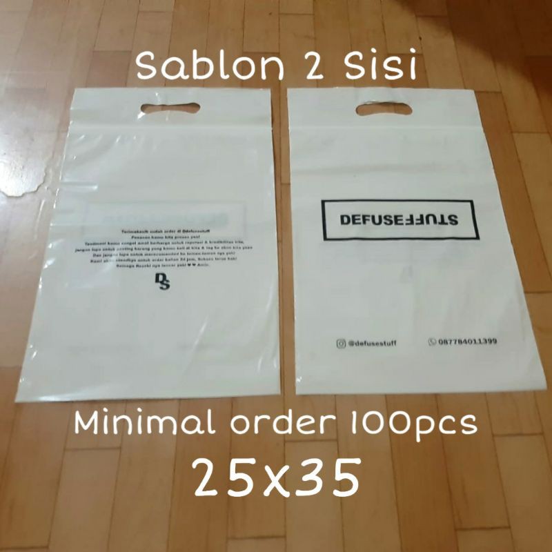 Custom Sablon 25x35 2 sisi Plastik Clip / Klip / Ziplock