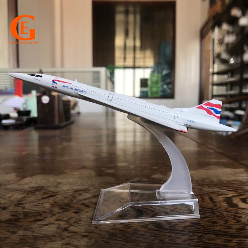 Mainan Model Pesawat Terbang Inggris Airways Concorde Bahan Metal Untuk Koleksi