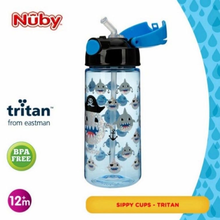 NUBY Tritan Flip It Straw Bottle 450ml Botol Minum Anak Botol Sedotan