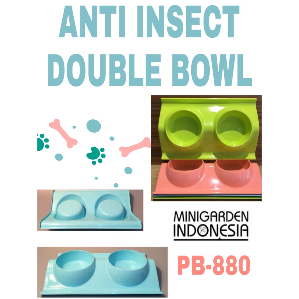 TEMPAT MAKAN ANJING ANTI INSECT PB 880 mangkok tempat minum hewan pet bowl double bowl anti semut