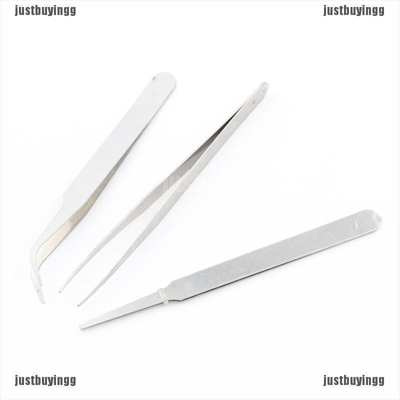 JB✪ 3pcs/set Stainless Steel Tweezer DIY Tool Repair Precision Assembly Electronic