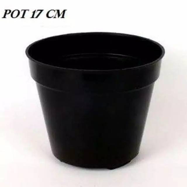 Pot hitam polos ukuran 17 1 lusin -pot bunga - pot tanaman hias