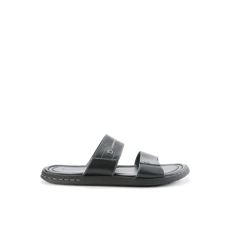 SANDAL SLIDE KULIT ANDRE VALENTINO PRIA ORIGINAL CASUAL HITAM AVM18