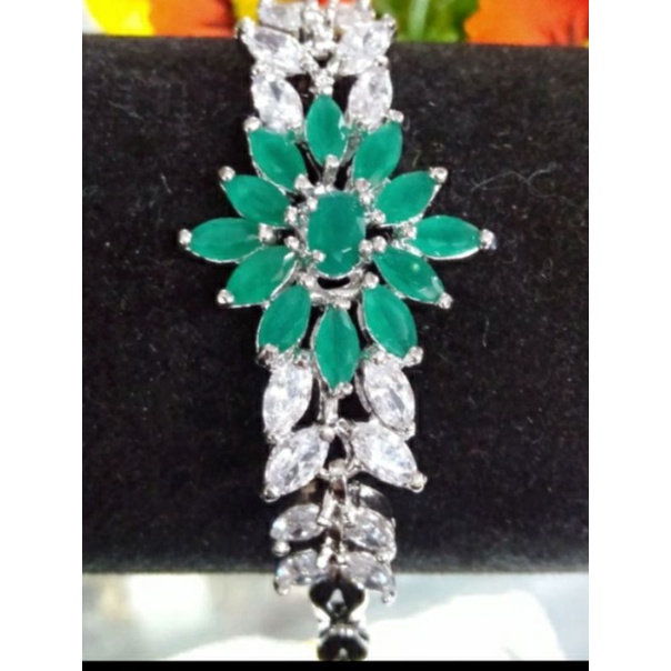 gelang permata batu jambrut titanium asli