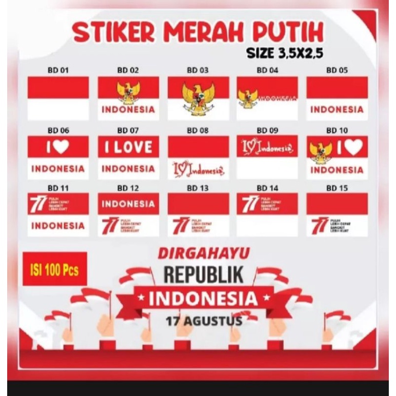 

STIKER PIPI MERAH PUTIH - STIKER KEMERDEKAAN HUT RI ISI 10