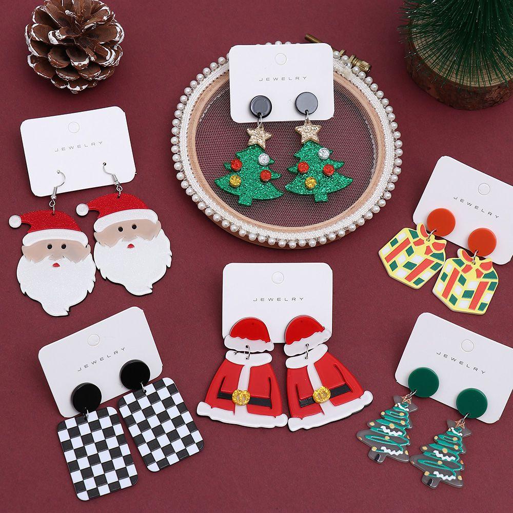 Lily Anting Natal Lonceng Kreatif Snowflake Snowman Akrilik