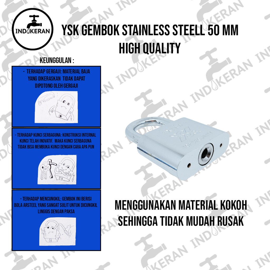 INDOKERAN - Gembok Pintu Pagar Rumah - 50 MM - High Quality