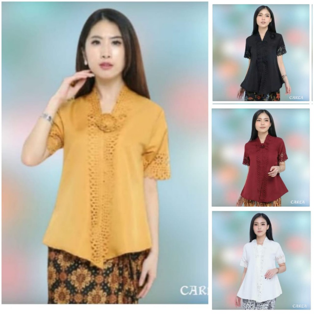 Promo Kebaya Encim Modern Laser Carca Lengan Pendek Cut Good Qualiti