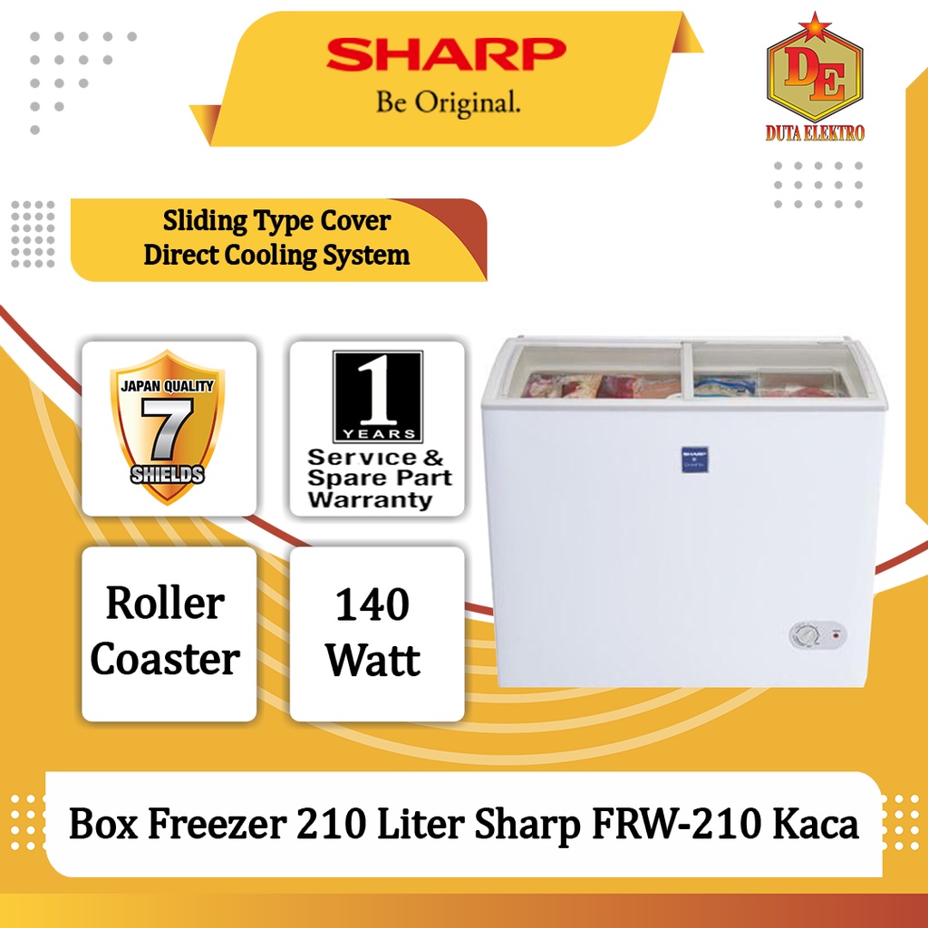 Box Freezer Sharp FRW 210 Kaca Chest Freezer 210 Liter