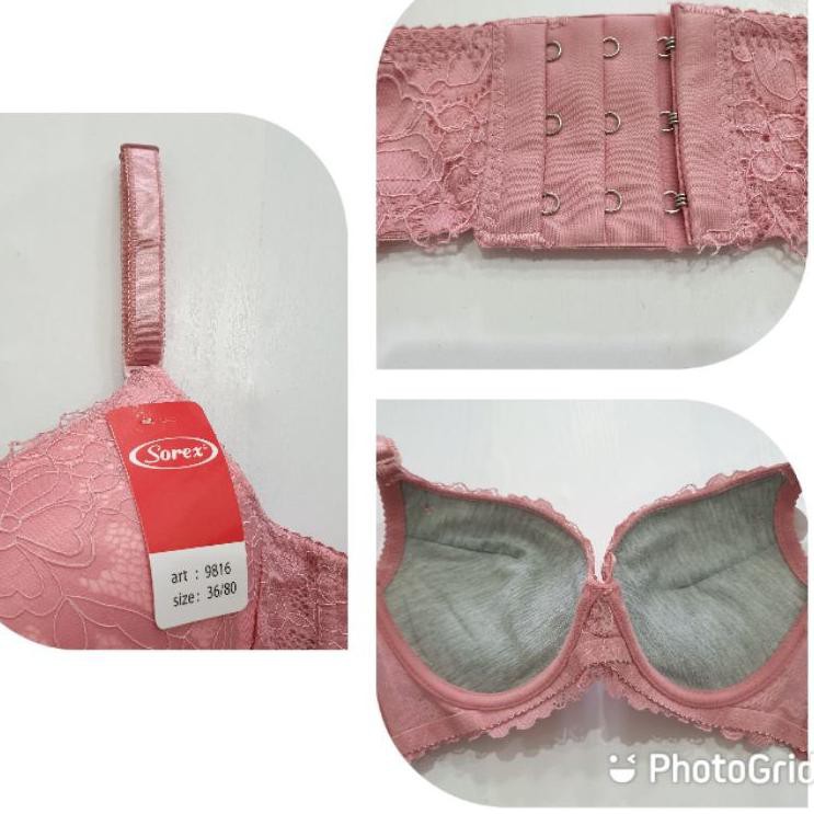 ✾ BRA | BH SOREX 9816 ORIGINAL | Bh Push Up Busa Tebal Pakai Kawat Brokat Kait 3 ✭
