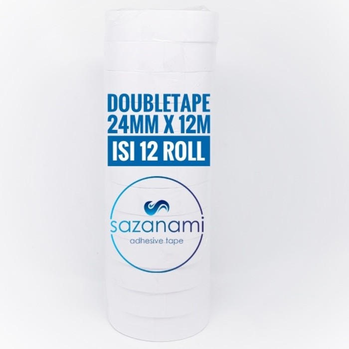 

HenJO DOUBLE TAPE 1" 24MM x 12 M DOUBLETAPE KERTAS PUTIH SAZANAMI ISI 12ROL