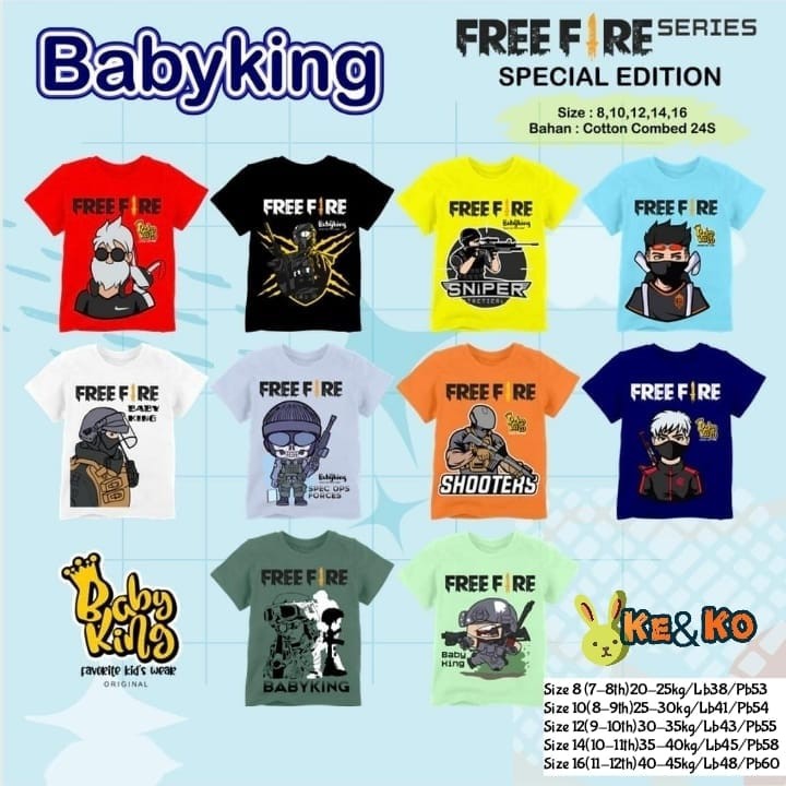 COD Kaos Anak Remaja Bahan Katun Free Fire | KAOS JUNIOR FREE FIRE SERIES_Kiddos Kids