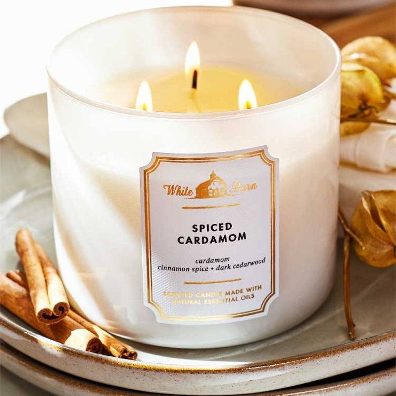 BATH AND BODY WORKS BBW SPICED CARDAMOM 3 WICK SCENTED CANDLE MADE WITH ESSENTIAL OILS 411 G