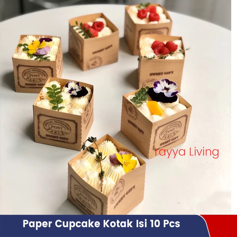 

Paper Cupcake Kotak Box Kue Kertas kotak cupcake Karton Cup Isi 10 Pcs