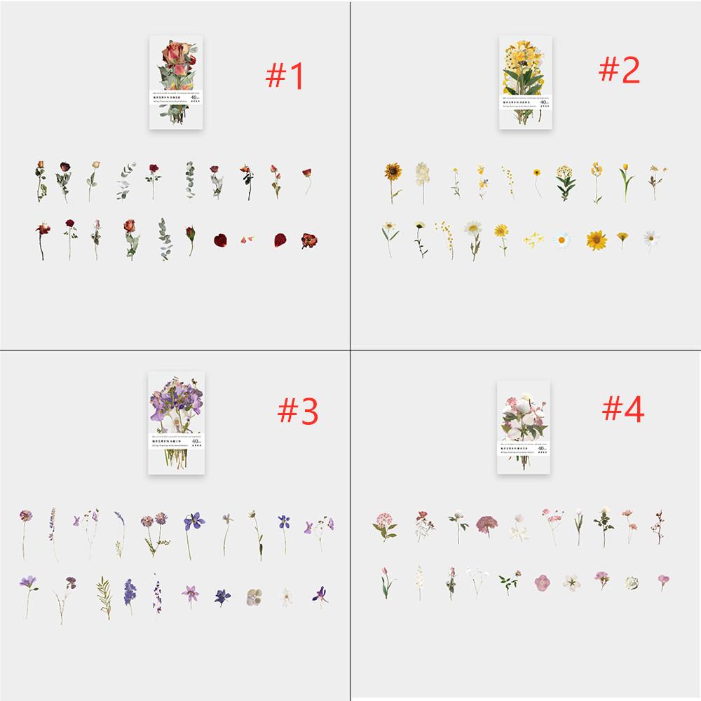 PREVA 40pcs/box Flower Stickers Stationery Scrapbooking Journal Vintage