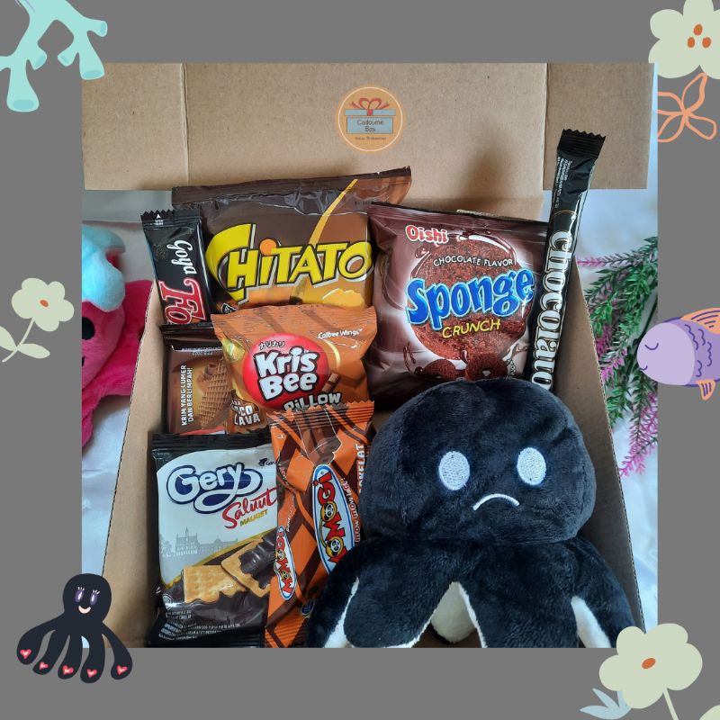 

NOB hampers snack ulang tahun BONEKA GURITA MINI / snackbox boneka gurita mini / Octosnack Box /