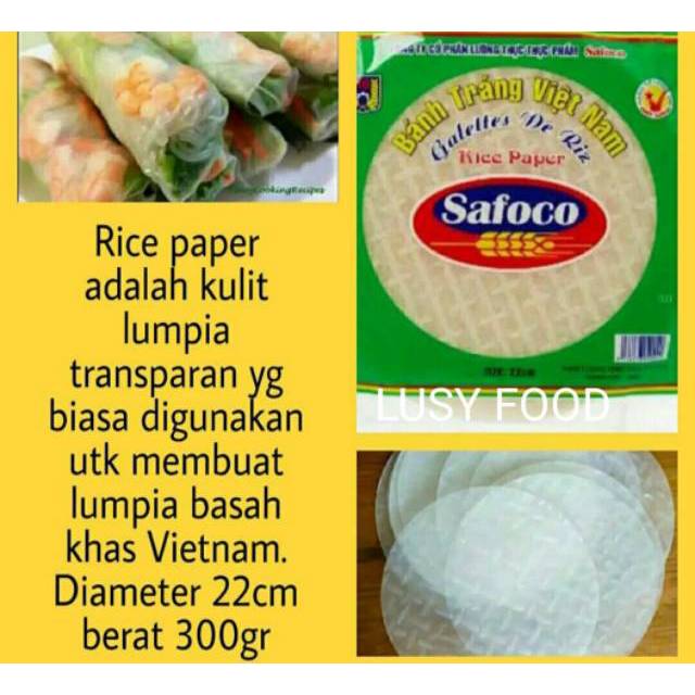 

SAFOCO VIETNAM RICE PAPER 300gram/22cm 35s HALAL