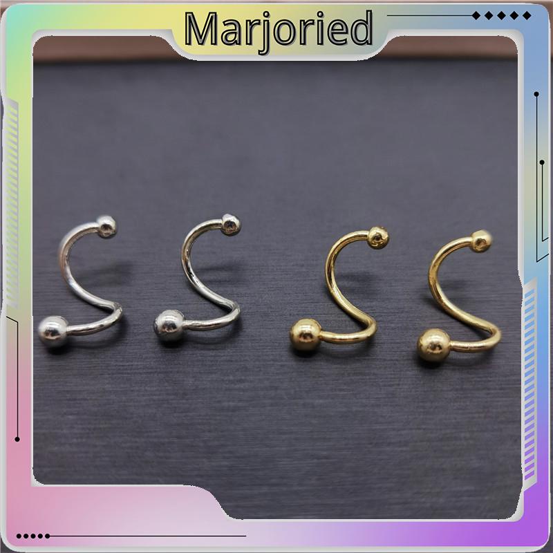 1 Pasang Anting-Anting Sederhana Baru Kepribadian Wanita Minoritas Double Spiral Ear Studs-MJD