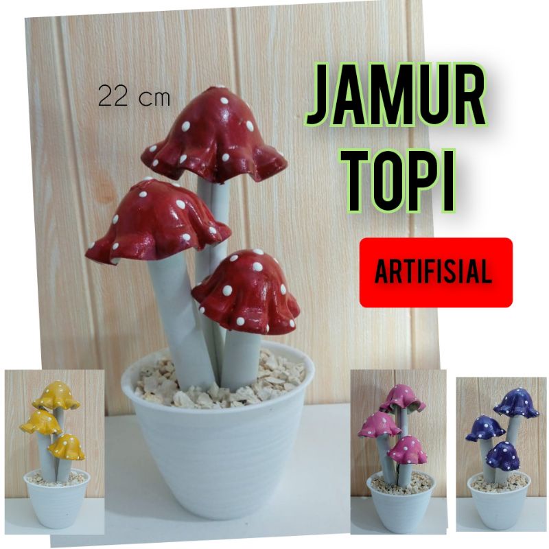 (PROMO) TANAMAN HIAS MEJA ARTIFISIAL JAMUR TOPI DEKORASI