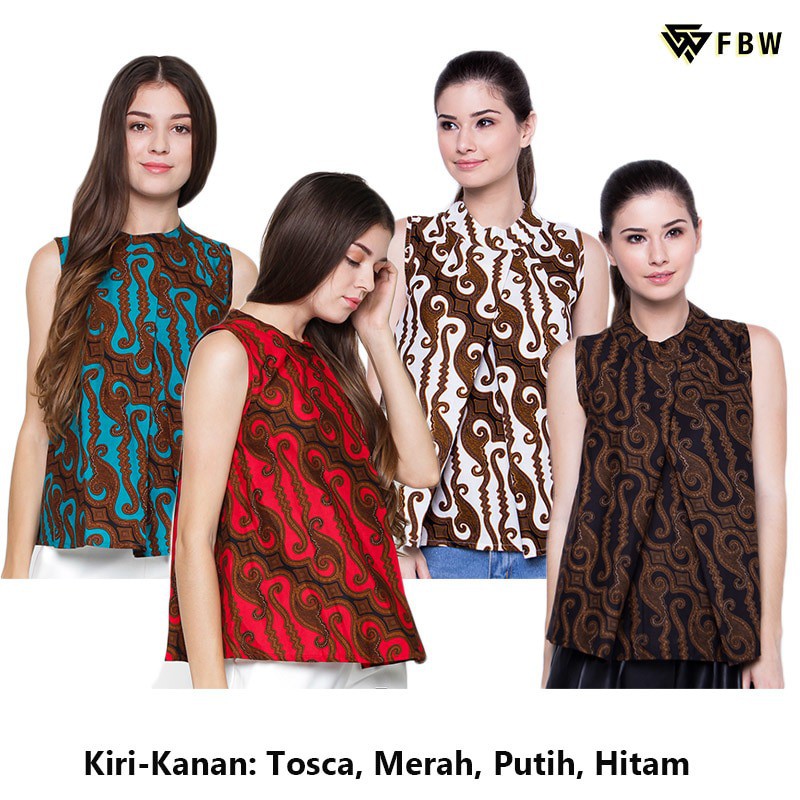 PROMO Atasan Batik Tanpa Lengan FBW Ballina Front Pleat Batik Top Parang