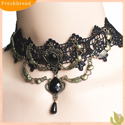 [TERLARIS]Women's Vintage Gothic Steampunk Choker Lace Heart Wing Teardrop Collar Necklace