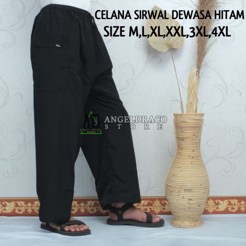 Celana Sirwal Celana Silat Celana Adat Pria Remaja Dewasa Hitam size S-XXXXL