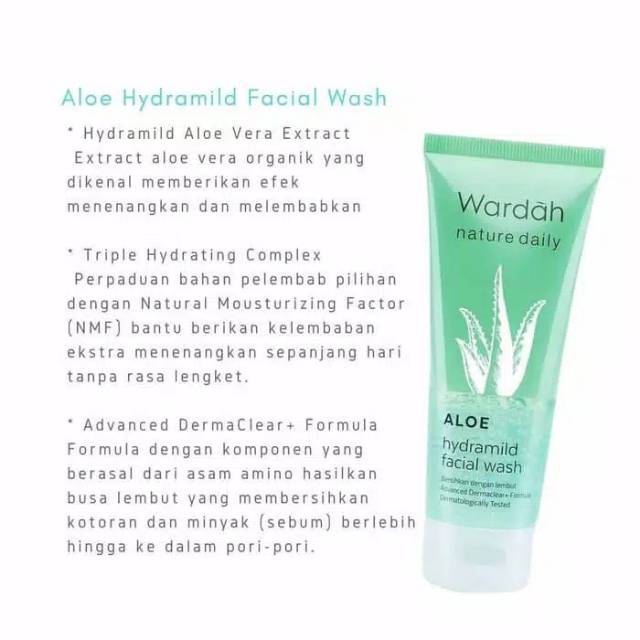 ❤️GROSIR❤️ Wardah Nature Daily Aloe Hydramild  Facial Wash 100ml