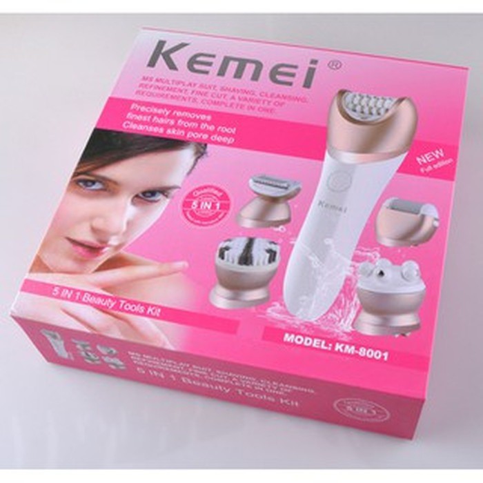 Kemei km-8001 5 in 1 Alat Cukur Elektrik Anti Air untuk Wanita