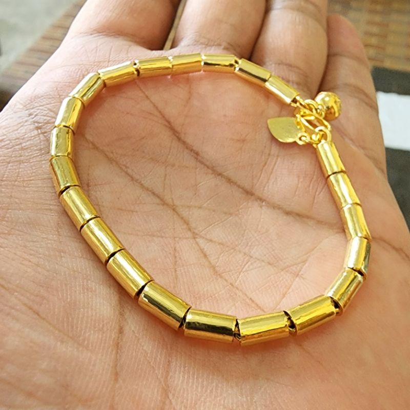 Gelang Bambu Polos Lapis Emas 24k