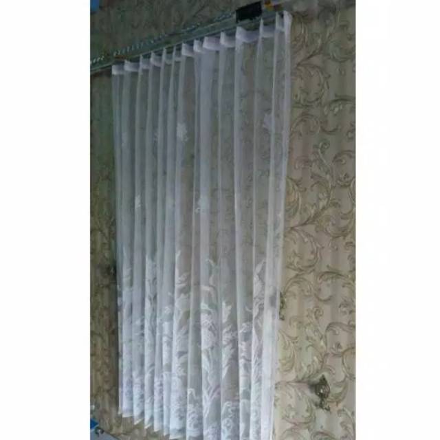 Gorden vitrase putih motif