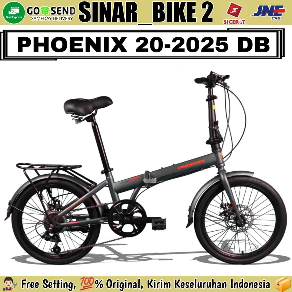 Sepeda Lipat 20 Inch PHOENIX 20-2025 DB Boncengan Shimano 7 Speed