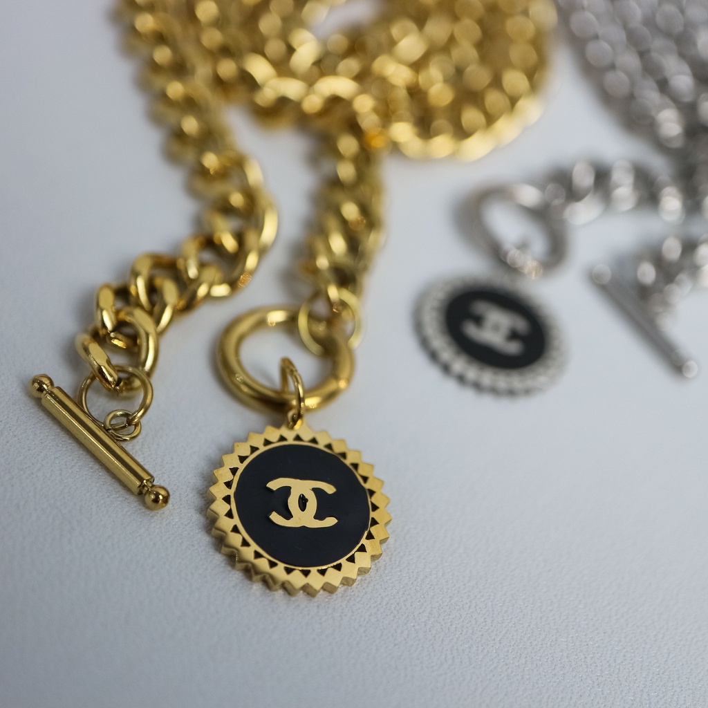 Kalung titanium cantol ch sisik tebal korea style anti karat - ercassia