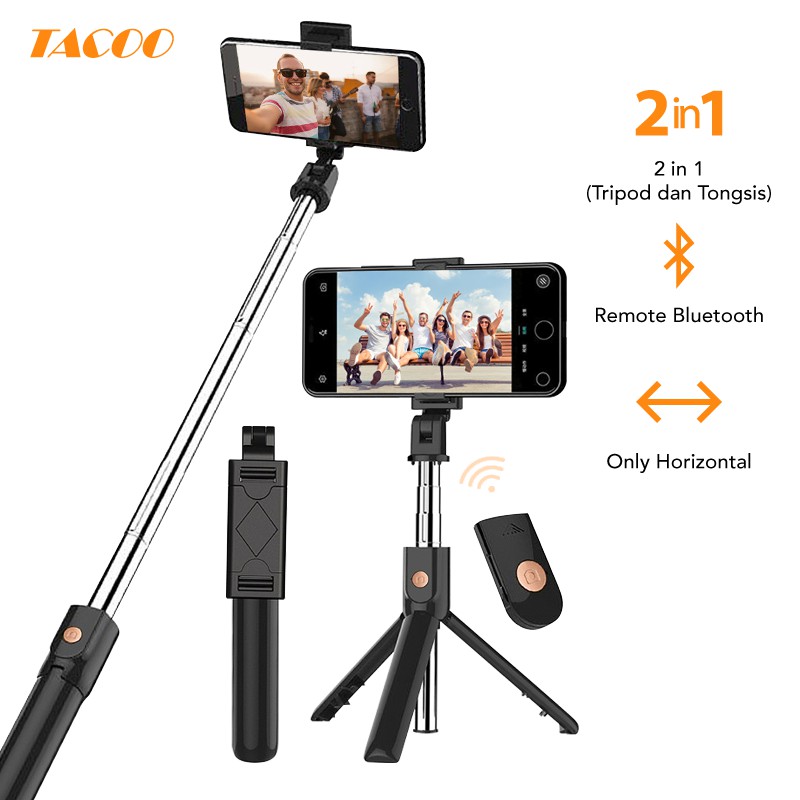 

TACOO LAT1003 Wireless Tongsis / Tripod Bluetooth Remote Shutter / Selfie stick HP