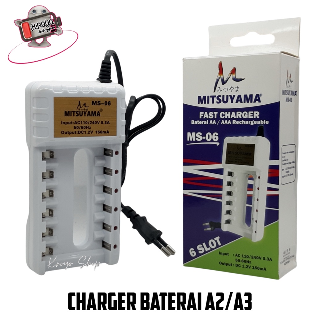 Charger Baterai  AA /AAA Fast Charging DC 1.2v - 150mA  6 Slot