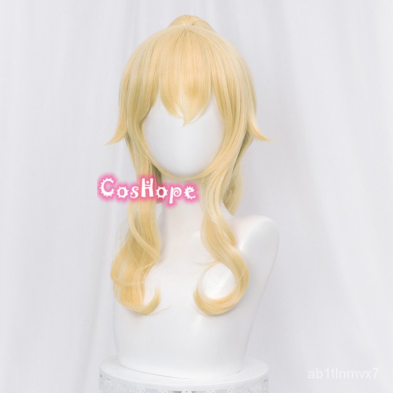 Genshin Impact Jean Cosplay Women 40cm Light Golden Wig Cosplay Anime Cosplay Wigs Heat Resistant