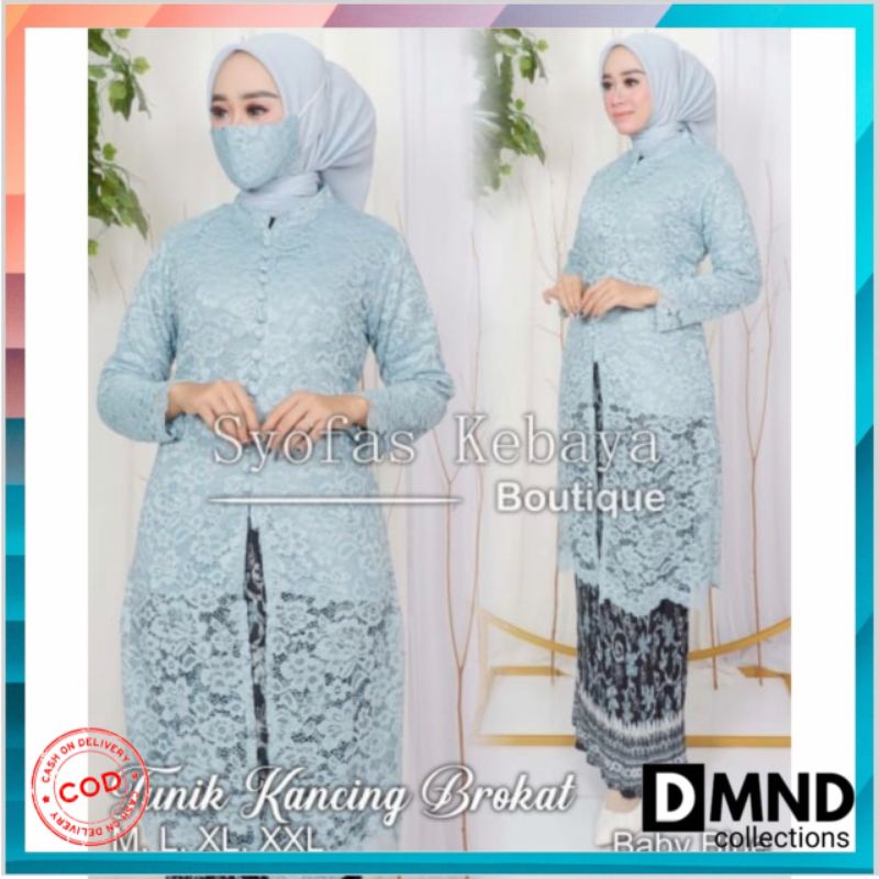 SETELAN TUNIK BROKAT KANCING/TUNIK MODERN/TUNIK TERLARIS