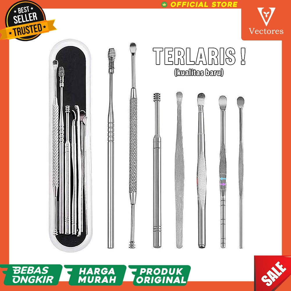 Pembersih Telinga Korek Kuping Stainless Steel 7pcs