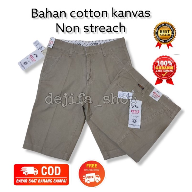 Celana chino pendek pria bahan katun kanvas setara cardianal dicker ukuran jumbo original premium merk rocco