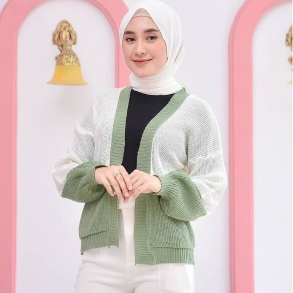 Two Tone Knit Cardy , PREMIUM SIZE