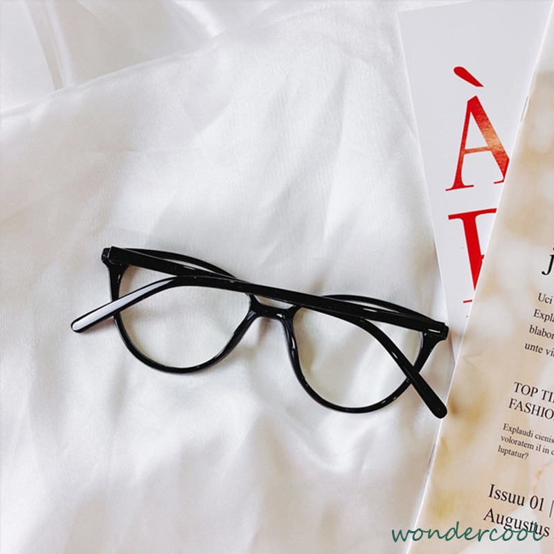 Kacamata Korea Wanita Kacamata Anti Radiasi Retro Wanita Fashion Cat Eye Eyeglasses Versatile Optical Glasses-Won