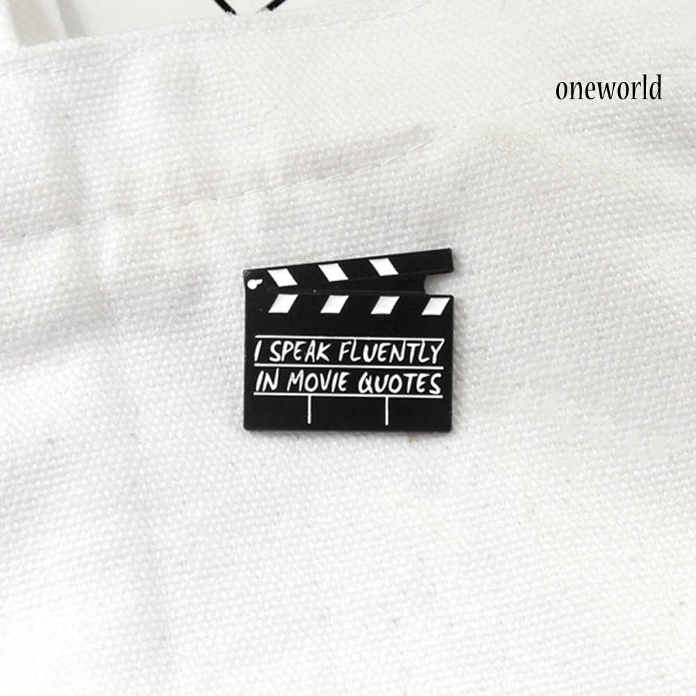 OW@ Creative Movie Clapboard Enamel Brooch Pin Unisex Denim Jacket Collar Badge