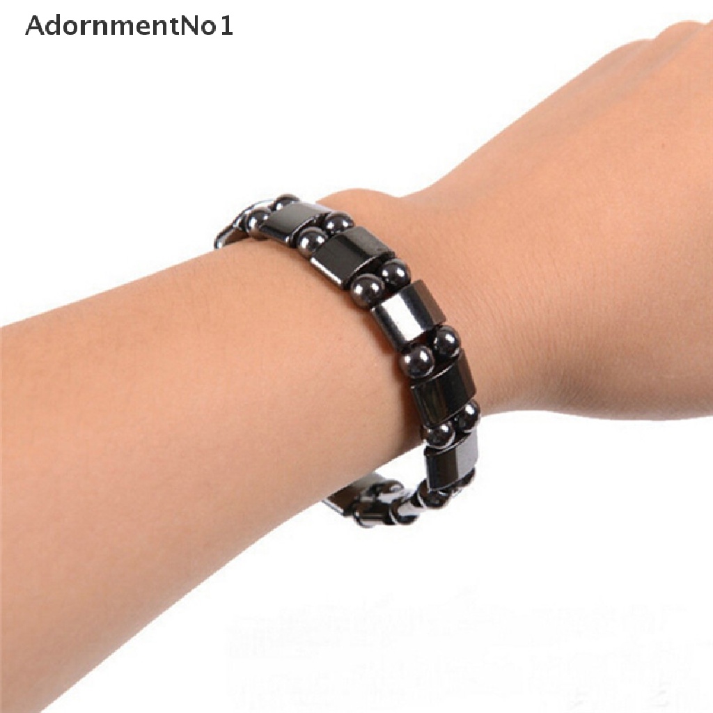 (AdornmentNo1) Gelang Tangan Batu Hitam Bulat Magnetik Untuk Terapi Kesehatan / Menurunkan Berat Badan