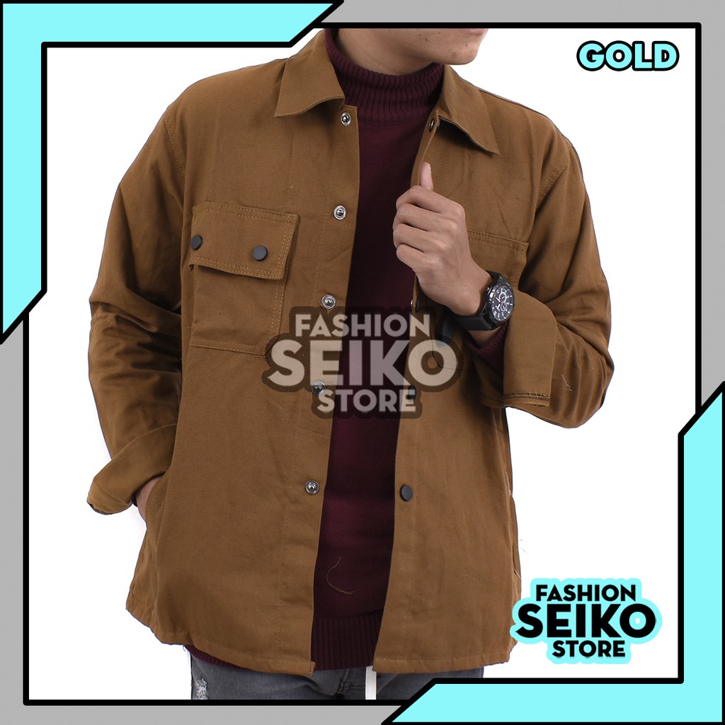 Jaket Kanvas / Semi Parka / Field jacket  - 2 pocket - green army maroon navy hitam gold