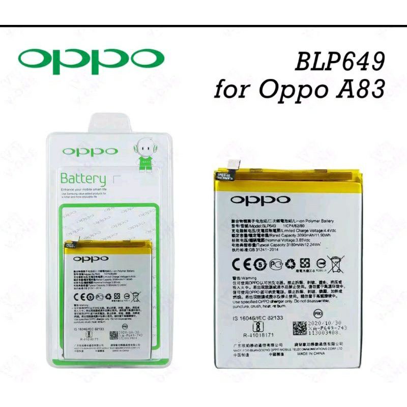 BATERAI OPPO A83 BLP649 / BATRE OPPO A83 / BLP649 ORIGINAL