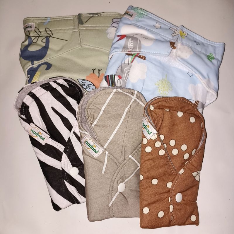 Promo paket melahirkan clodi Nadnad cover perekat 3-13kg bayi 0-30bulan +insert200ml Menspad night m