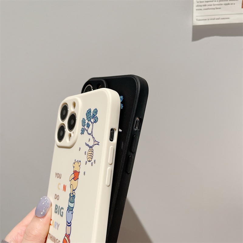 Fun and cute honey winnie the pooh case iphone 11 pro max 13 pro max 12 pro max Xs max XR 7/8 plus se2020 side pattern square soft case