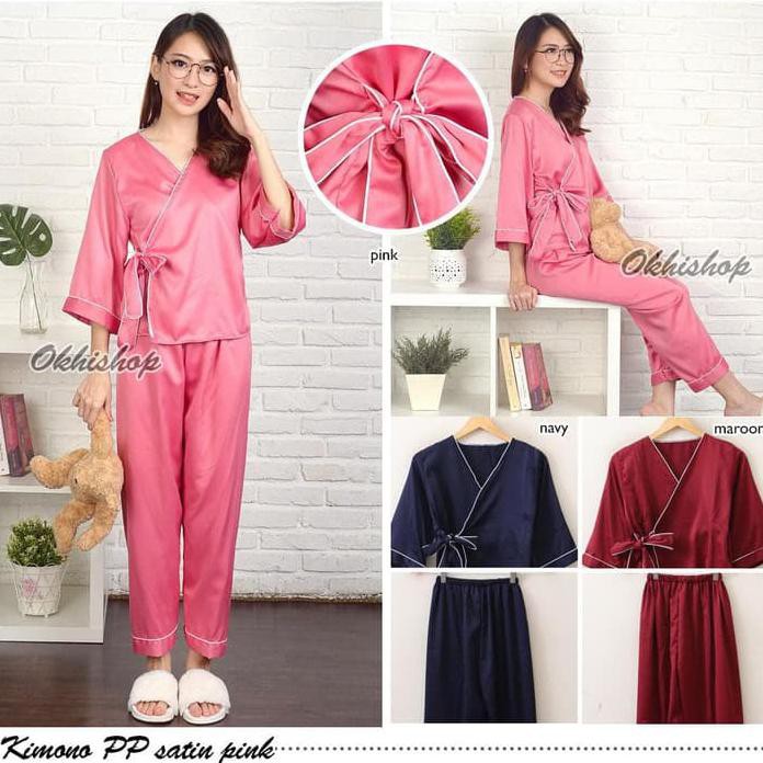 Baju Fashion Wanita Piyama Kimono Piyama Satin Pp Baju Tidur Satin