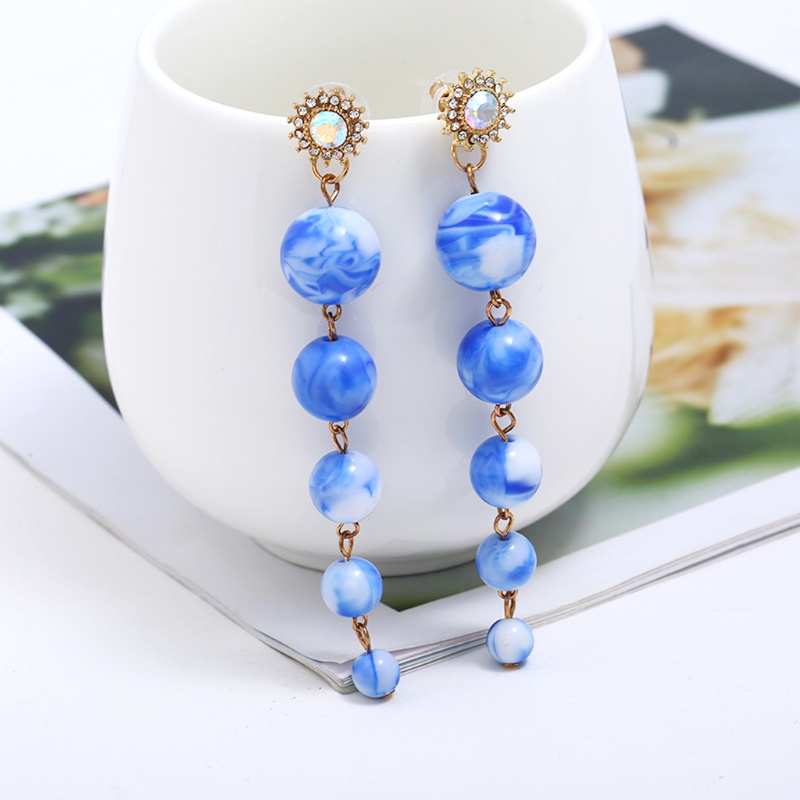 SIY  Elegant Multi-Color Acrylic Beads Long Drop Dangle Earrings Statement Jewelry