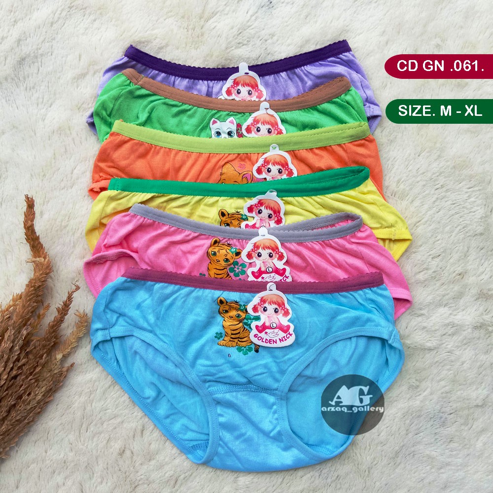 [ 12pc ] CD Golden Nick Anak 060/061 Rainbow / Celana Dalam Anak Perempuan List Warna