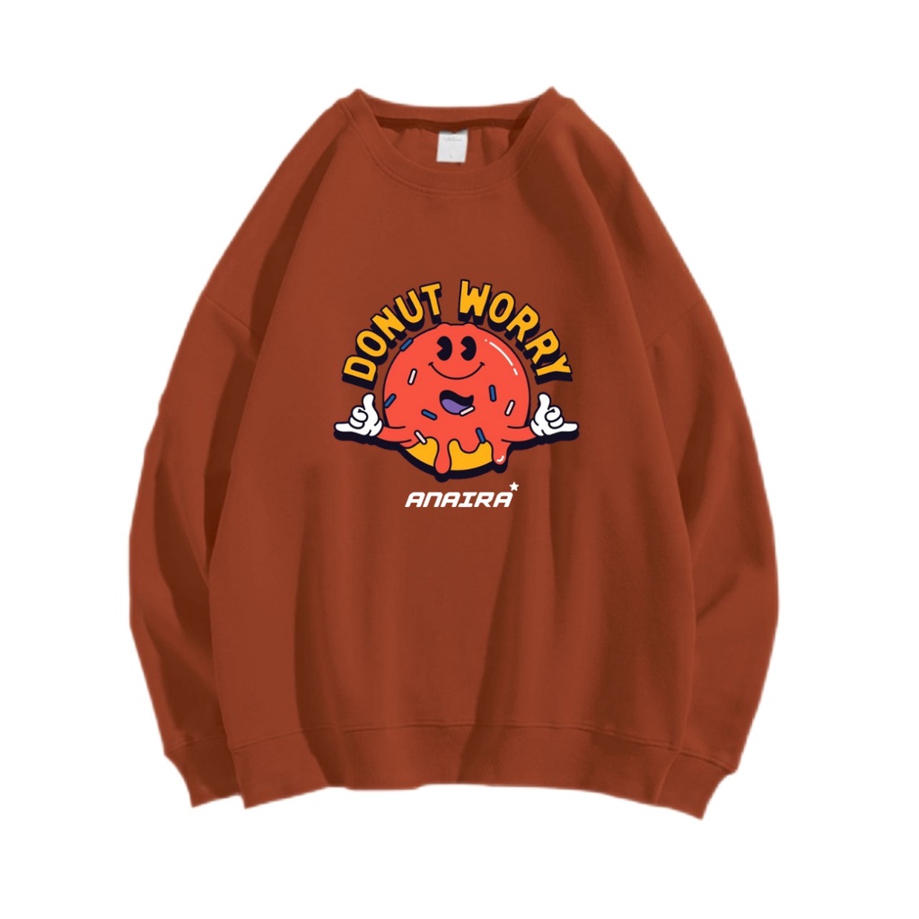 DONUT WORRY SWEATER CREWNECK PRIA WANITA Size M-XXL